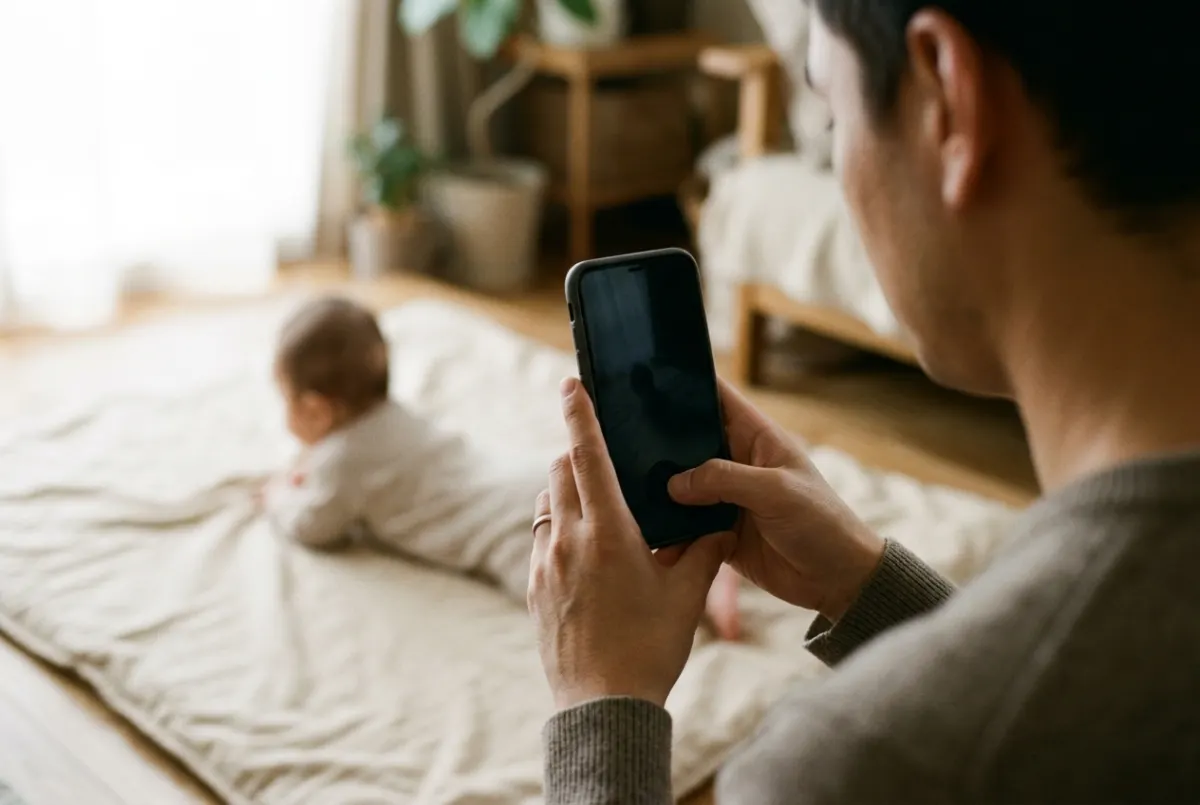 Velinin bebek oyuncu başvurusu için bebeğinin fotoğrafını telefonla çekmesi